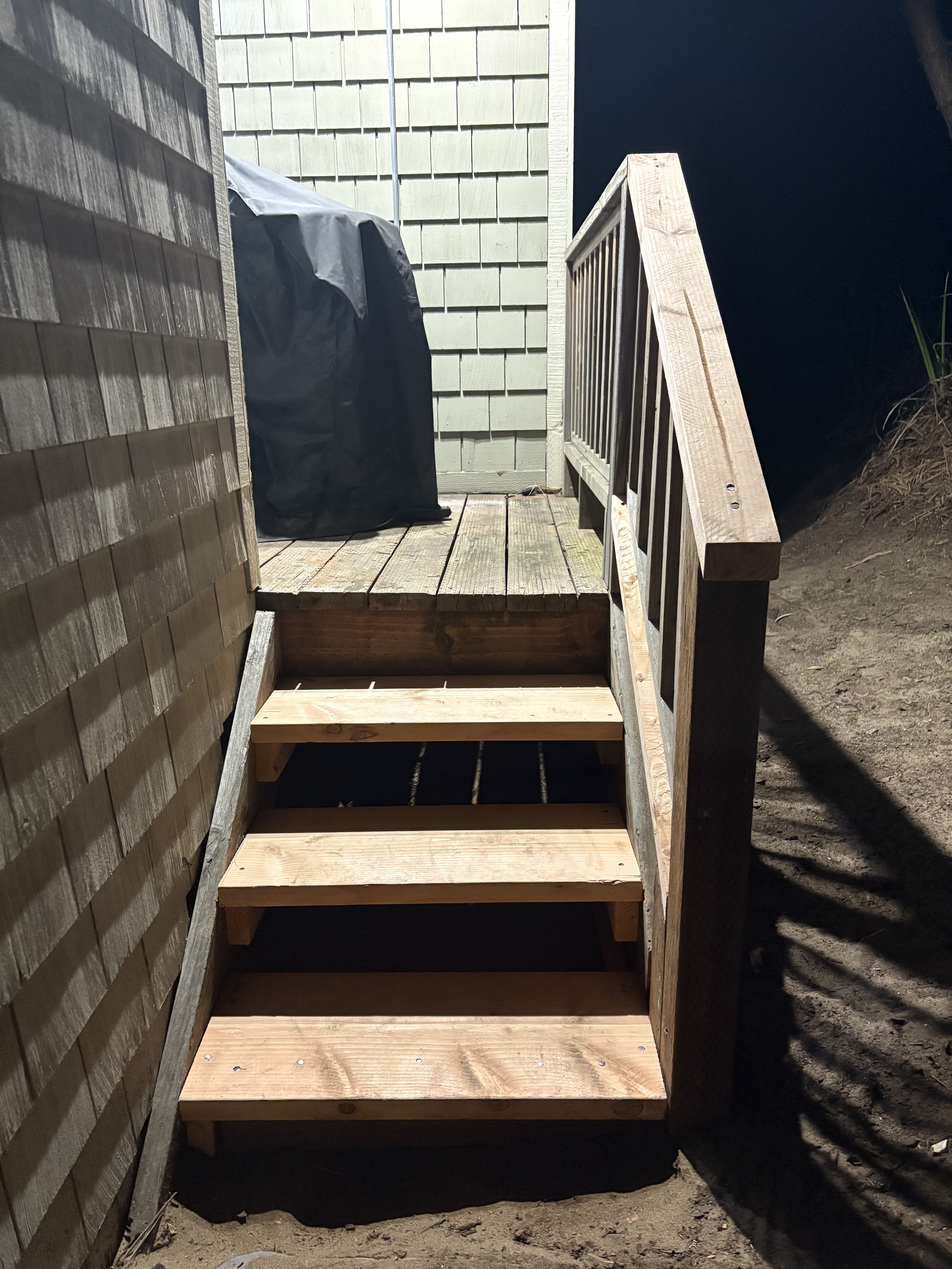 Exterior walkway and frontage repair work on a Monterey area property.
